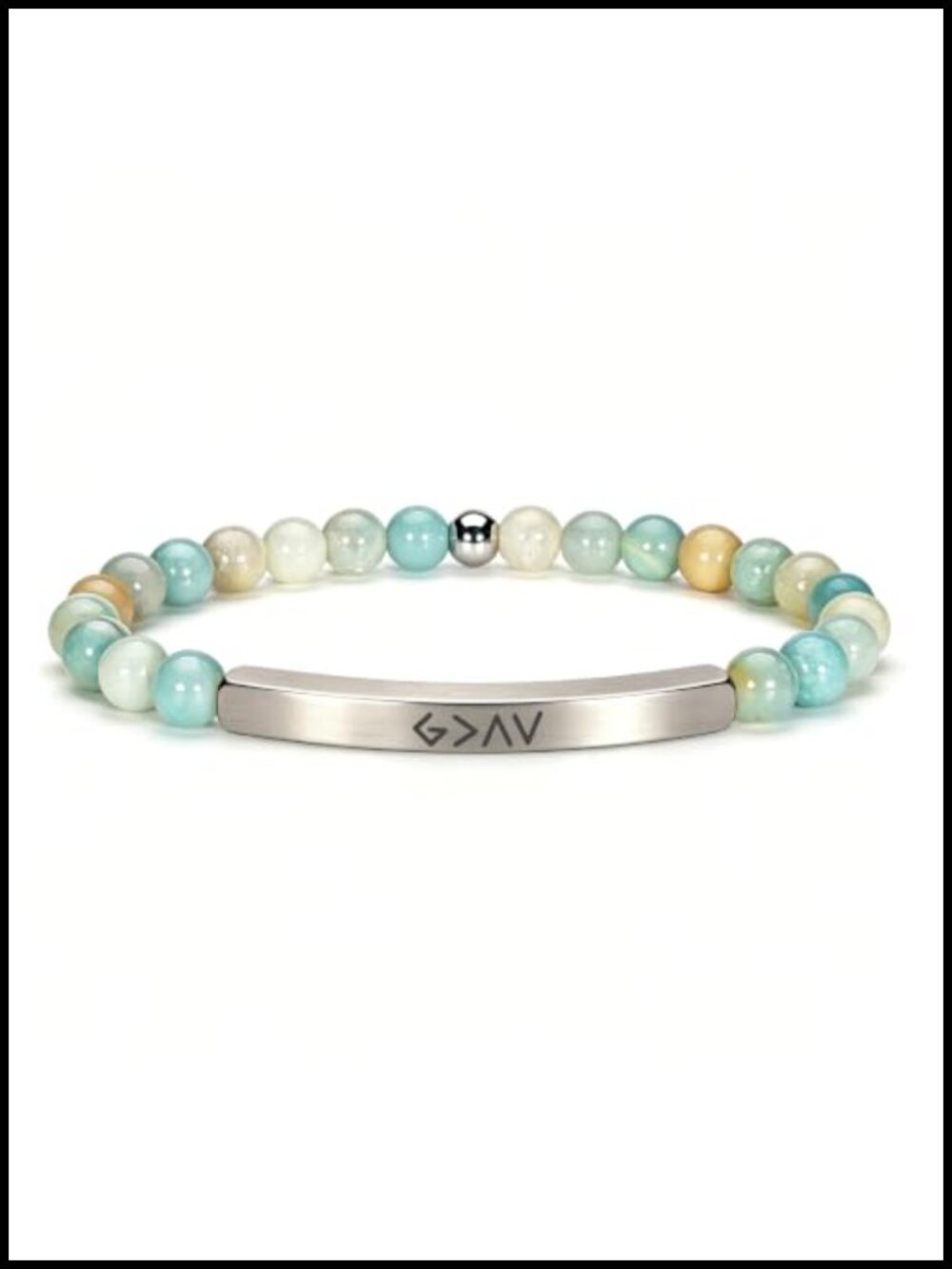 Faith Inspirational Stretch Bracelet 18K Gold Plated Amazonite Christian
